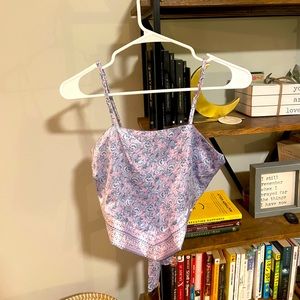 Satin handkerchief tie back top